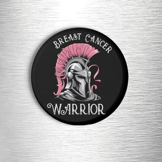 Breast Cancer Warrior Round Fridge Magnet (Creator Uploaded)