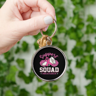 Breast Cancer Warrior Support Squad Pink Ribbon Key Ring