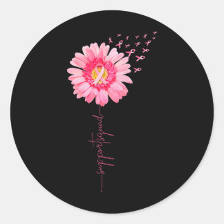 Breast Cancer Warrior Support Squad Sunflower Pink Classic Round Sticker