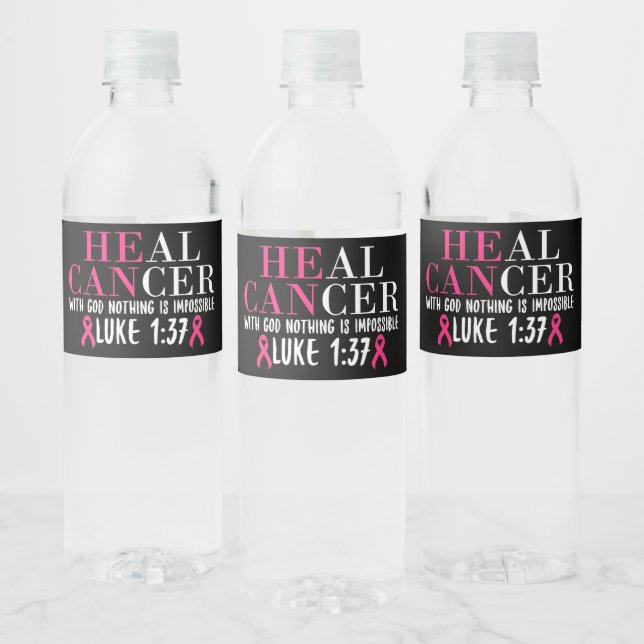 Breast Cancer  Water Bottle Label (Bottles)