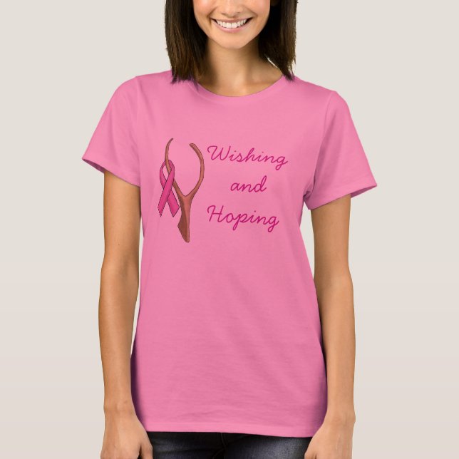 Breast Cancer Wishbone with Pink Ribbon Shirt (Front)