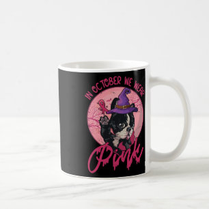 Breast Cancer Witch Boston Terrier Cancer Awarenes Coffee Mug