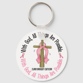 Breast Cancer WITH GOD CROSS 1 Key Ring