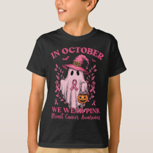 Breast Cancer Women Halloween Ghost In October We  T-Shirt