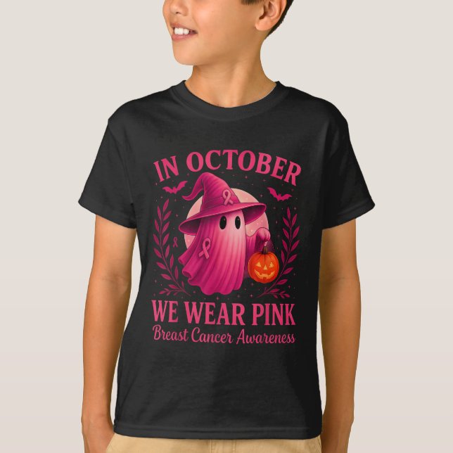 Breast Cancer Women Halloween In October We Wear N T-Shirt (Front)