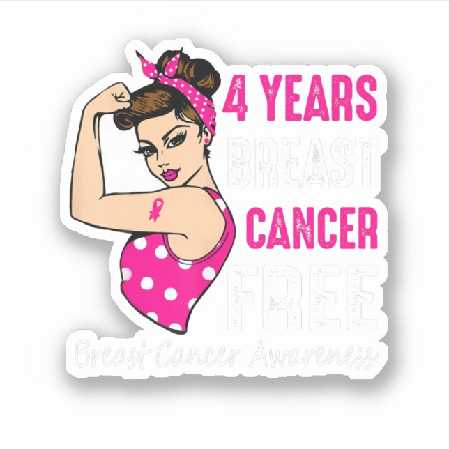 Breast Cancerversary 4 Year Riveter Ribbon Breast  (Front)