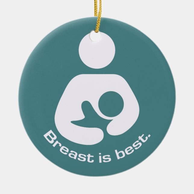 Breast Is Best - Teal Ceramic Tree Decoration (Front)
