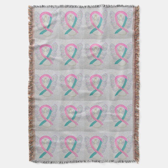 Breast & Ovarian Cancer Syndrome Ribbon Blanket (Front Vertical)