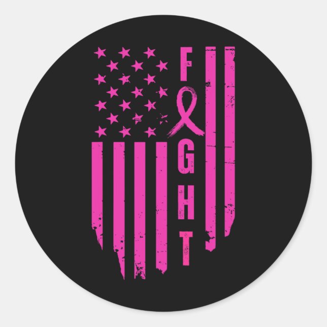 Breast Survivor American Flag Breast Cancer Awaren Classic Round Sticker (Front)