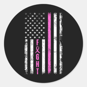 Breast Survivor American Flag Breast Cancer Awaren Classic Round Sticker