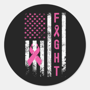 Breast Survivor American Flag Breast Cancer Awaren Classic Round Sticker