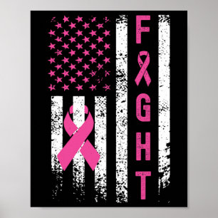 Breast Survivor American Flag Breast Cancer Awaren Poster