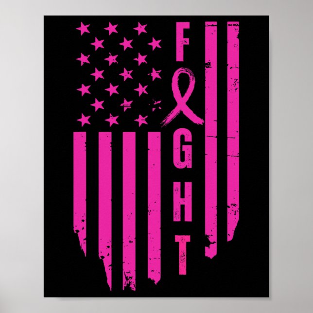 Breast Survivor American Flag Breast Cancer Awaren Poster (Front)