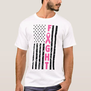 Breast Survivor American Flag Breast Cancer Awaren T-Shirt