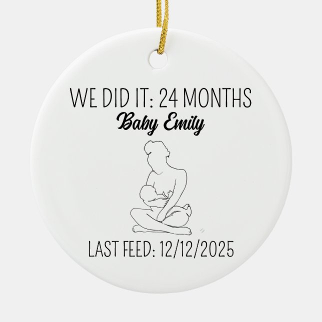 Breastfeeding milestone gift for breastfeeding mum ceramic tree decoration (Front)