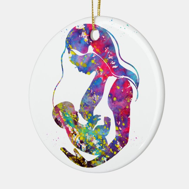 Breastfeeding mother ceramic tree decoration (Left)