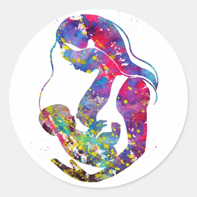 Breastfeeding mother classic round sticker (Front)