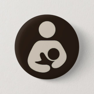 Breastfeeding Symbol Pinback Brown 6 Cm Round Badge