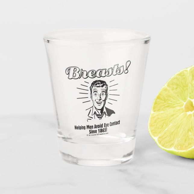 Breasts: Helping Avoid Eye Contact Shot Glass (Front)