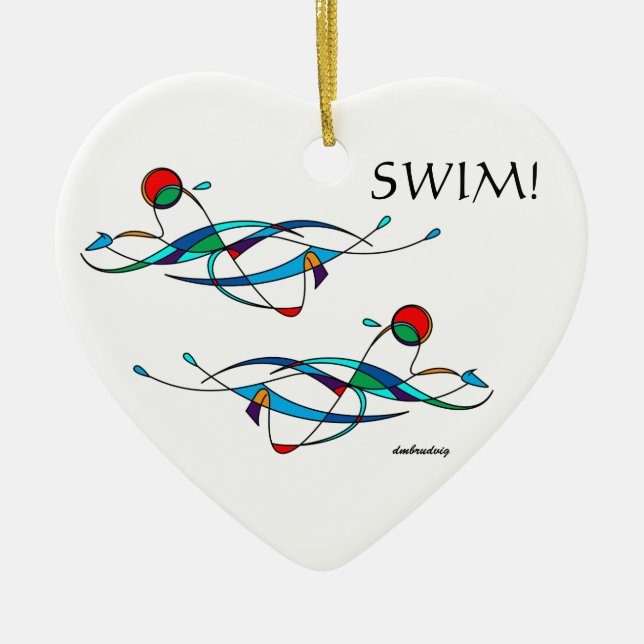 Breaststroke Swimmer Double Ceramic Tree Decoration (Front)