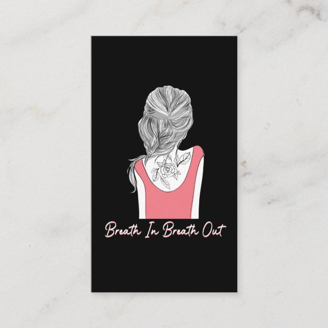 Breath Mental Health Awareness Flower Tattoo Girl Business Card (Front)