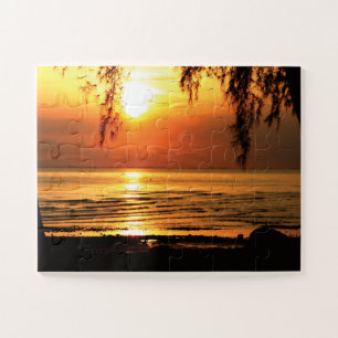Breath-taking Sunset with Beach and Trees Jigsaw P Jigsaw Puzzle
