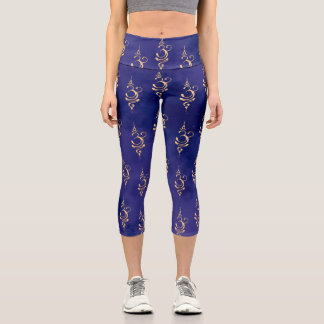 Breathe 4 Scattered Blue Monochrome Tie dye Capri Leggings