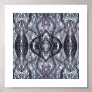 Breathe Abstract Dark Blue Black Watercolor Art Poster