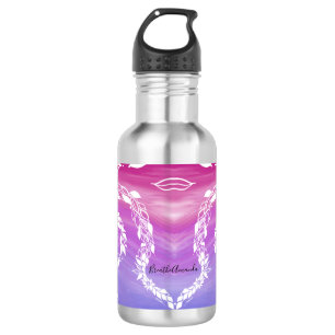 Breathe Abstract leaf design on pink background 532 Ml Water Bottle