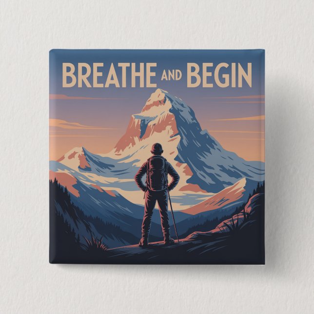 Breathe And Begin 15 Cm Square Badge (Front)