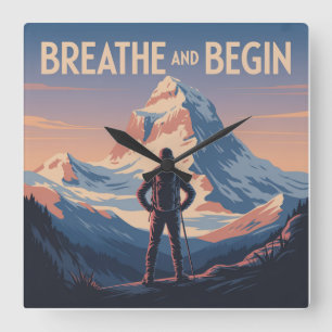 Breathe And Begin Square Wall Clock