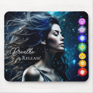 Breathe and Release Beautiful Ethereal Woman Mouse Pad