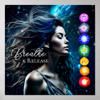 Breathe and Release | Beautiful Ethereal Woman Poster