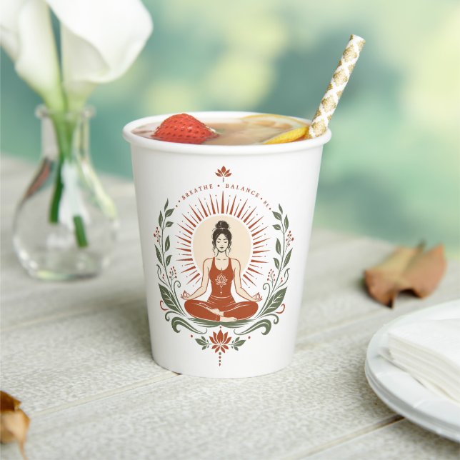 Breathe Balance Be Mindfulness Poster Paper Cups (Insitu)
