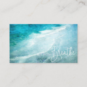 Breathe Beach Quote Teal Blue Ocean Quotes Business Card