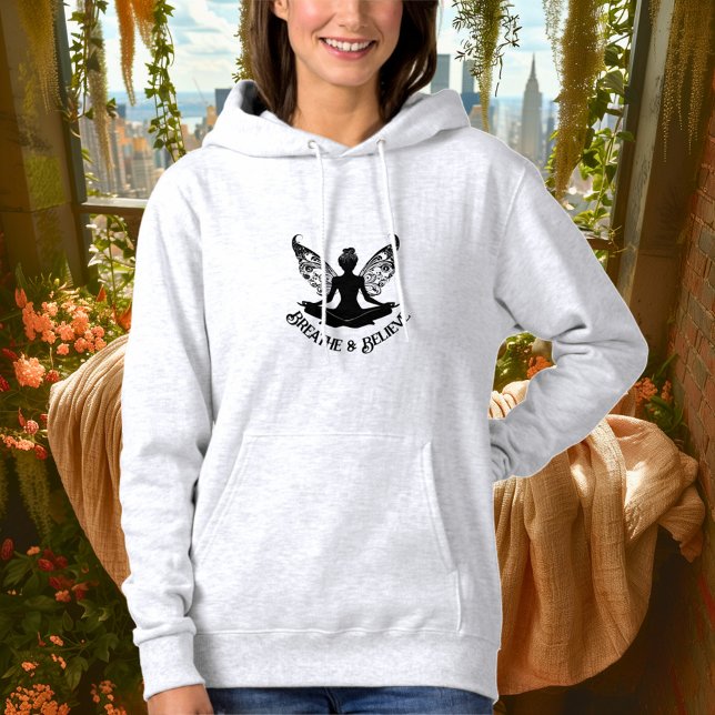 Breathe & Believe – Black Fairy Yoga Design Hoodie (Creator Uploaded)