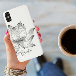 Breathe Black Lotus Flower White Mindfulness Case-Mate iPhone Case