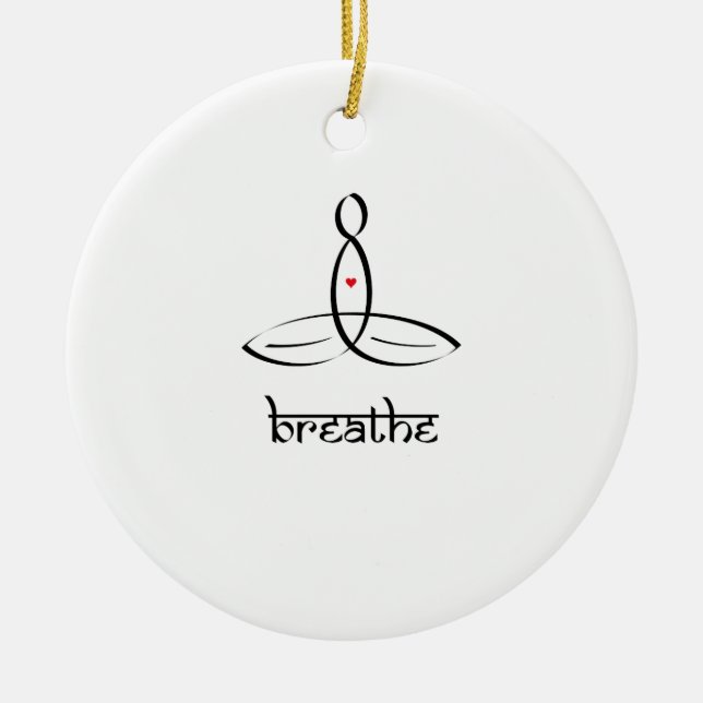 Breathe - Black Sanskrit style Ceramic Tree Decoration (Front)