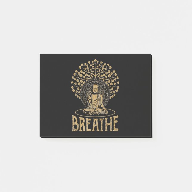 Breathe Buddha Idea Yoga and Meditation Post-it Notes (Front)