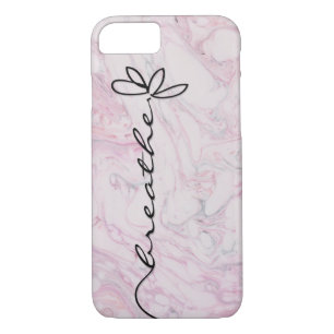 Breathe Daisy design on pink marble Case-Mate iPhone Case