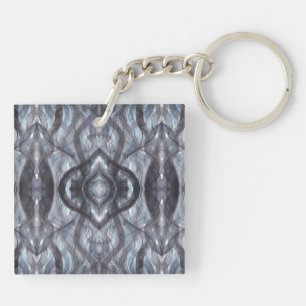 Breathe Dark Blue Abstract Watercolor Art Key Ring