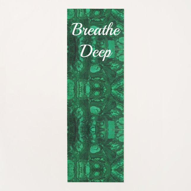 Breathe Deep Green Abstract Calming Message Yoga Mat (Front)