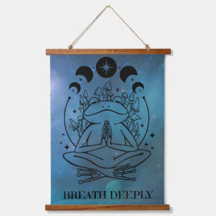 Breathe Deeply Yoga Frogs Hanging Tapestry