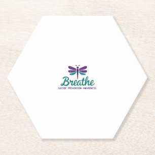 Breathe Dragonfly Suicide Prevention mental health Paper Coaster