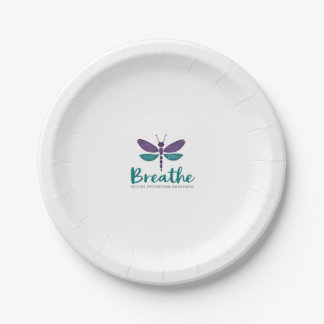 Breathe Dragonfly Suicide Prevention mental health Paper Plate