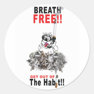Breathe Free - STOP SMOKING Classic Round Sticker