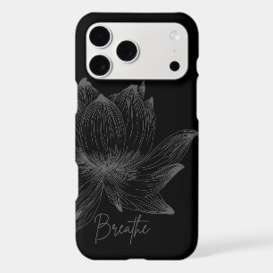 Breathe Grey Lotus Flower Black Mindfulness