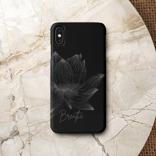 Breathe Grey Lotus Flower Black Mindfulness Case-Mate iPhone Case