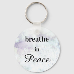 *~* Breathe in Peace Teal Lavender Watercolor Key Ring