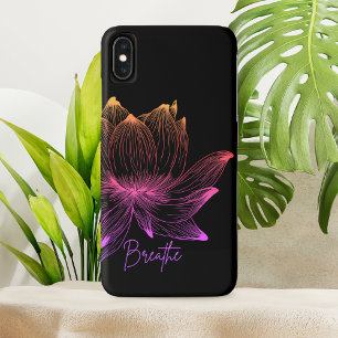 Breathe Lotus Ombre Line Art Design Case-Mate iPhone Case